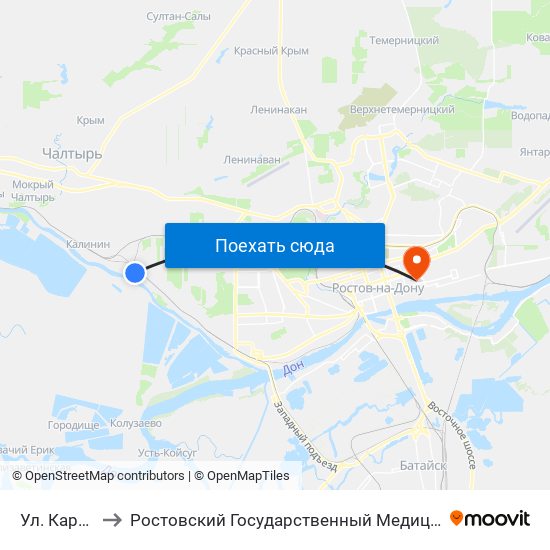 Ул. Каратаева to Ростовский Государственный Медицинский Университет map