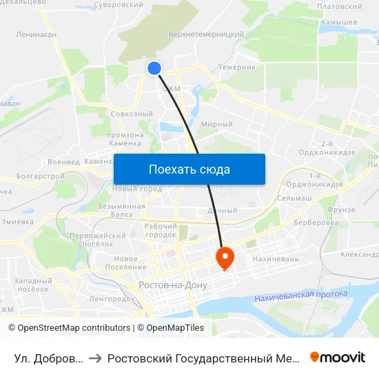 Ул. Добровольского to Ростовский Государственный Медицинский Университет map
