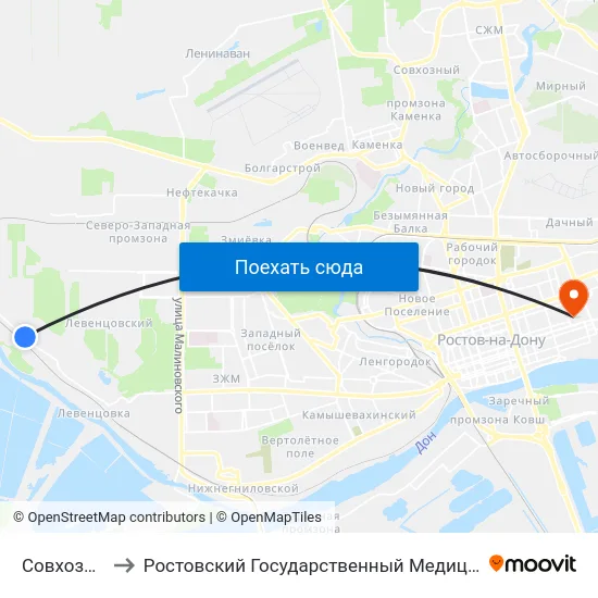 Совхозная Ул. to Ростовский Государственный Медицинский Университет map