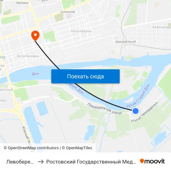 Левобережная Ул. to Ростовский Государственный Медицинский Университет map