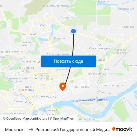 Манычский Пер. to Ростовский Государственный Медицинский Университет map