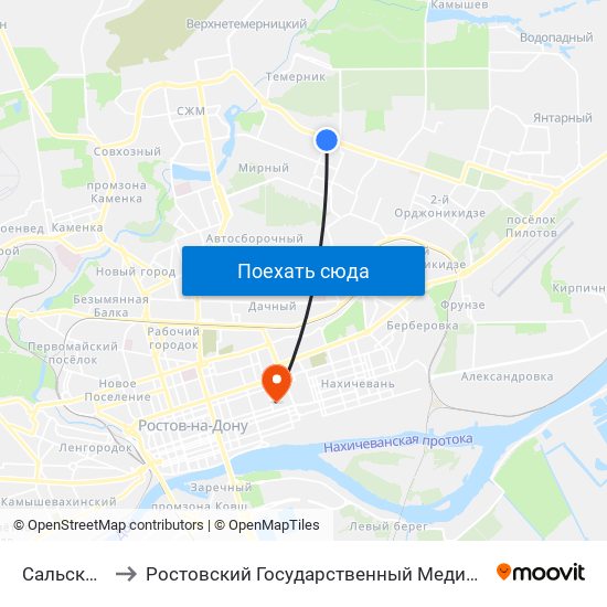 Сальский Пер. to Ростовский Государственный Медицинский Университет map