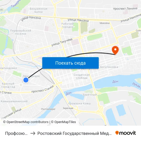 Профсоюзная Ул. to Ростовский Государственный Медицинский Университет map