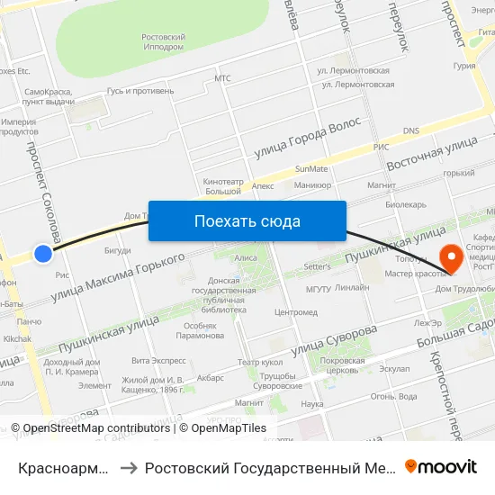 Красноармейская Ул. to Ростовский Государственный Медицинский Университет map
