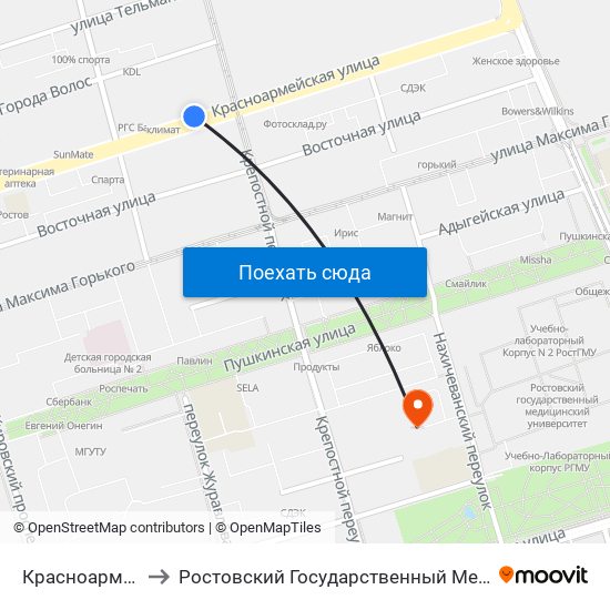 Красноармейская Ул. to Ростовский Государственный Медицинский Университет map