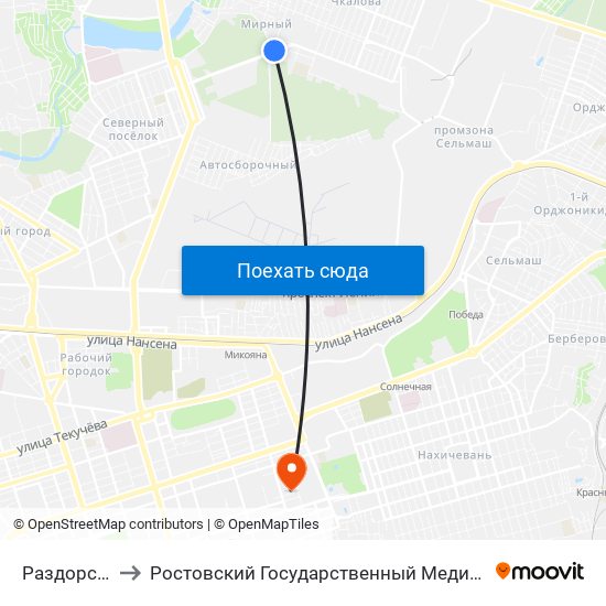 Раздорская Ул. to Ростовский Государственный Медицинский Университет map