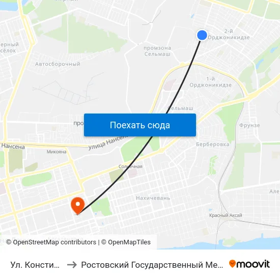 Ул. Конституционная to Ростовский Государственный Медицинский Университет map