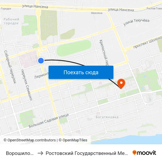 Ворошиловский Пр. to Ростовский Государственный Медицинский Университет map