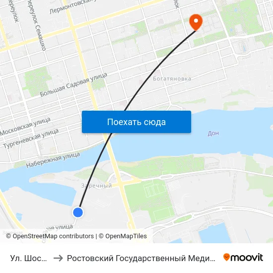 Ул. Шоссейная to Ростовский Государственный Медицинский Университет map