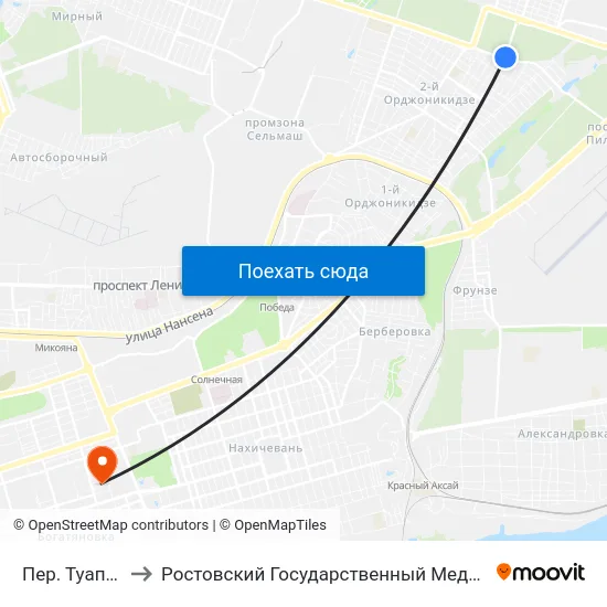 Пер. Туапсинский to Ростовский Государственный Медицинский Университет map