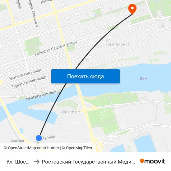 Ул. Шоссейная to Ростовский Государственный Медицинский Университет map