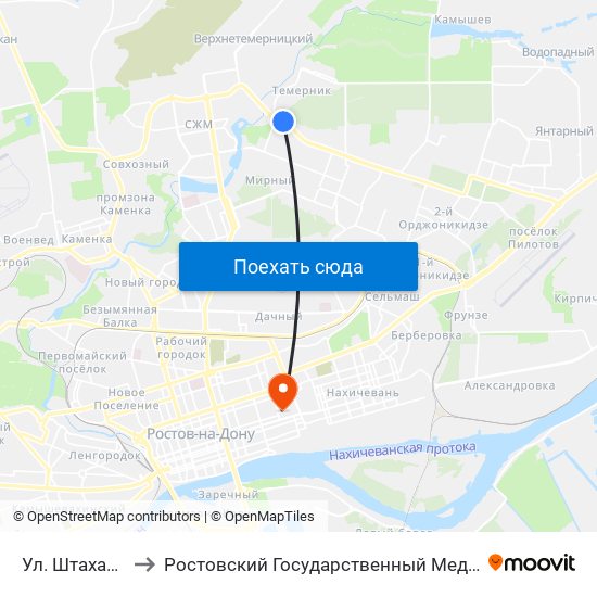 Ул. Штахановского to Ростовский Государственный Медицинский Университет map