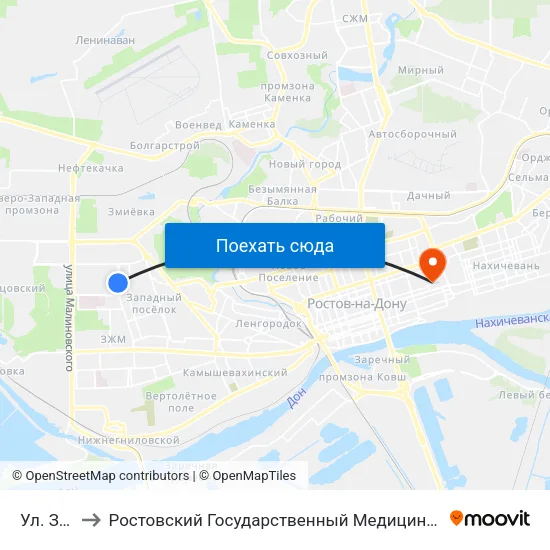 Ул. Зорге to Ростовский Государственный Медицинский Университет map
