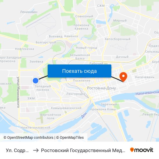 Ул. Содружества to Ростовский Государственный Медицинский Университет map