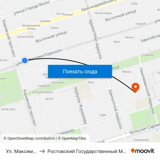 Ул. Максима Горького to Ростовский Государственный Медицинский Университет map