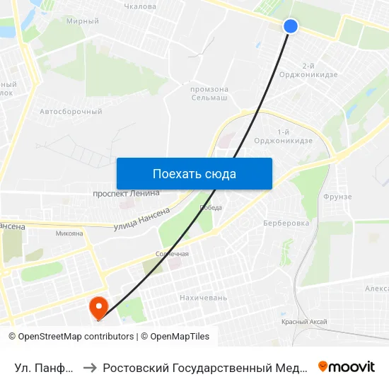 Ул. Панфиловцев to Ростовский Государственный Медицинский Университет map