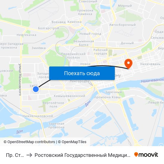 Пр. Стачки to Ростовский Государственный Медицинский Университет map