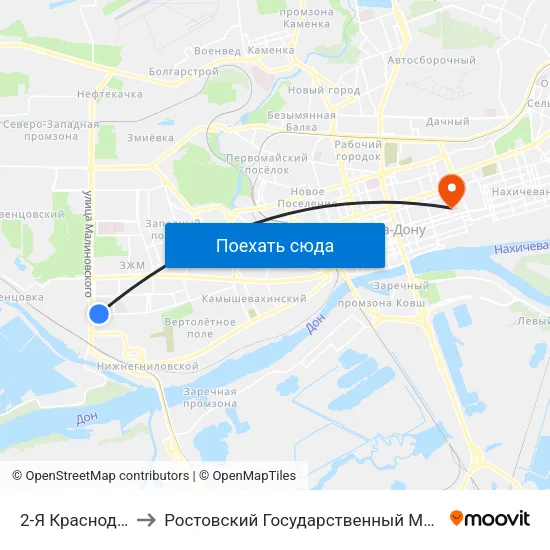 2-Я Краснодарская Ул. to Ростовский Государственный Медицинский Университет map