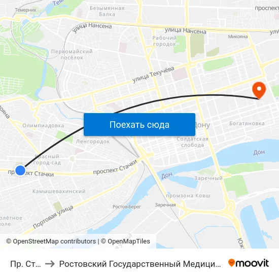 Пр. Стачки to Ростовский Государственный Медицинский Университет map