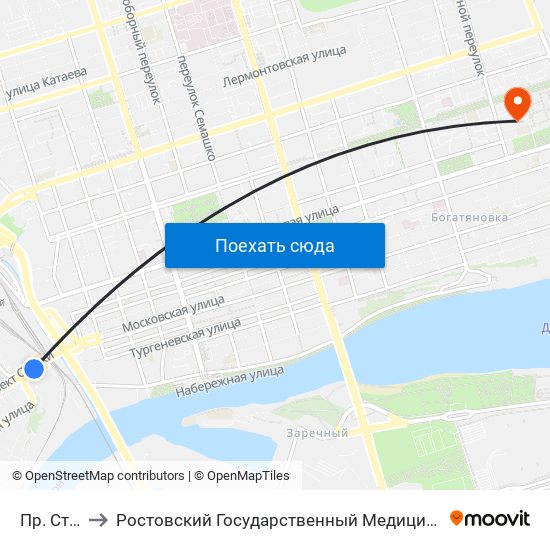 Пр. Стачки to Ростовский Государственный Медицинский Университет map