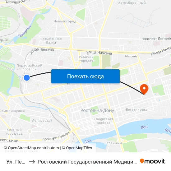 Ул. Пестеля to Ростовский Государственный Медицинский Университет map