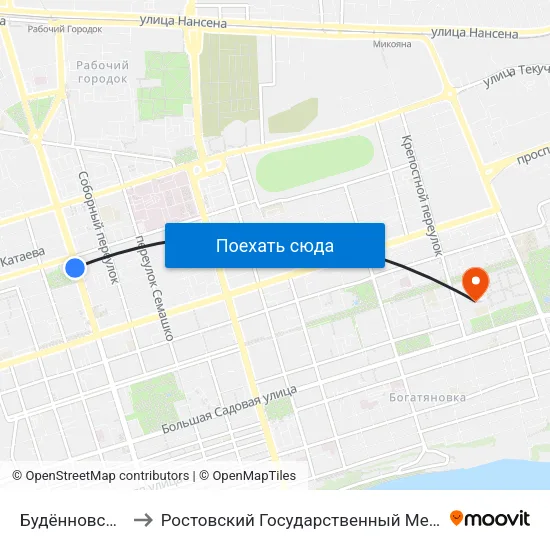 Будённовский Просп. to Ростовский Государственный Медицинский Университет map