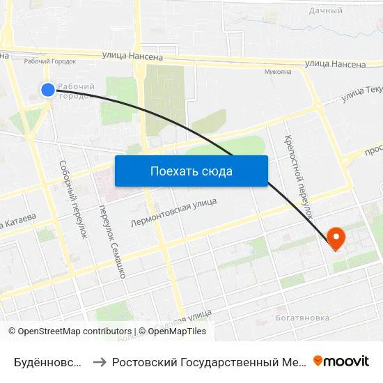 Будённовский Просп. to Ростовский Государственный Медицинский Университет map