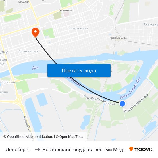 Левобережная Ул. to Ростовский Государственный Медицинский Университет map