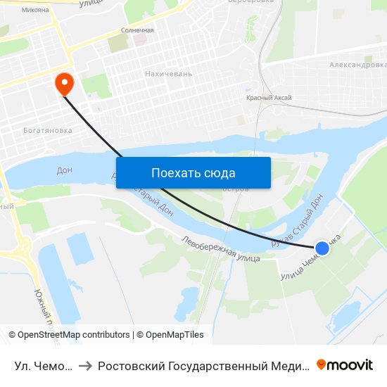 Ул. Чемордачка to Ростовский Государственный Медицинский Университет map