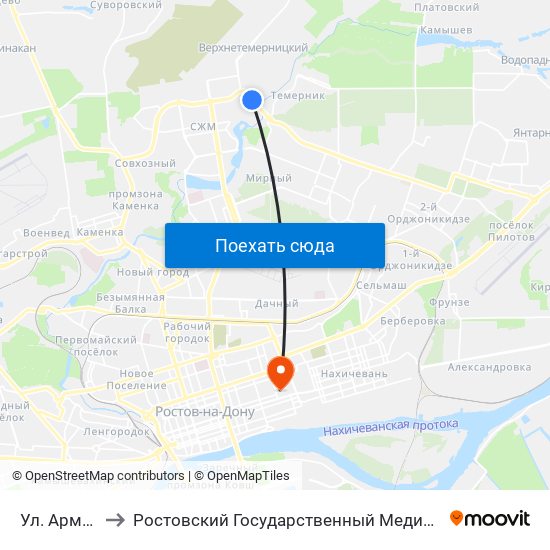 Ул. Армянская to Ростовский Государственный Медицинский Университет map