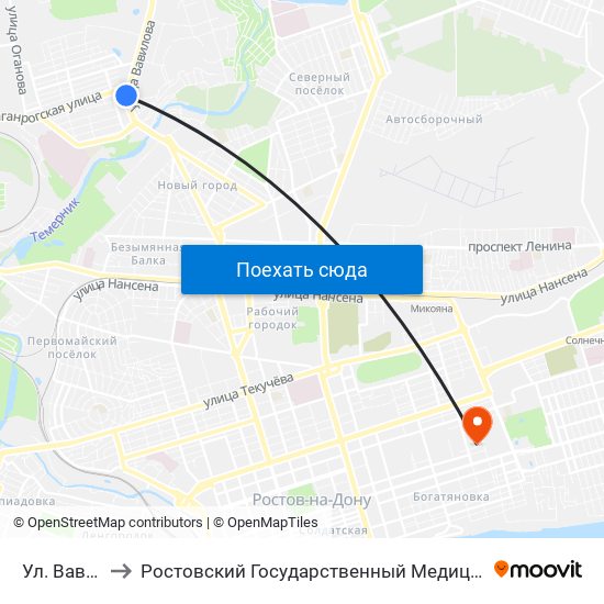 Ул. Вавилова to Ростовский Государственный Медицинский Университет map