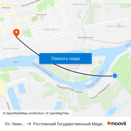 Ул. Чемордачка to Ростовский Государственный Медицинский Университет map