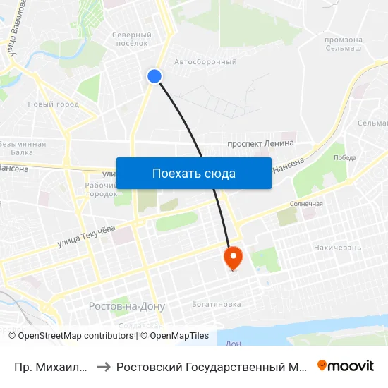 Пр. Михаила Нагибина to Ростовский Государственный Медицинский Университет map