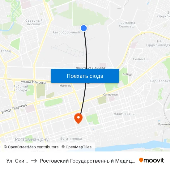 Ул. Скифская to Ростовский Государственный Медицинский Университет map