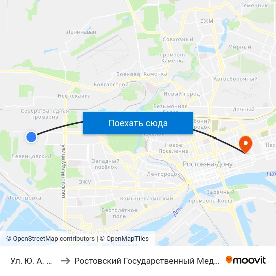 Ул. Ю. А. Жданова to Ростовский Государственный Медицинский Университет map