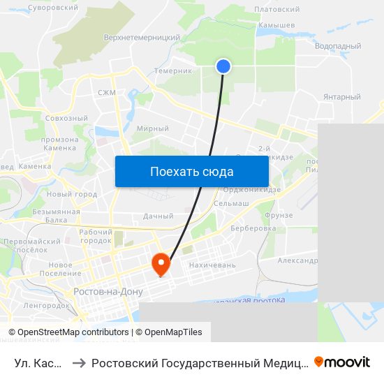 Ул. Каскадная to Ростовский Государственный Медицинский Университет map