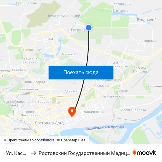 Ул. Каскадная to Ростовский Государственный Медицинский Университет map