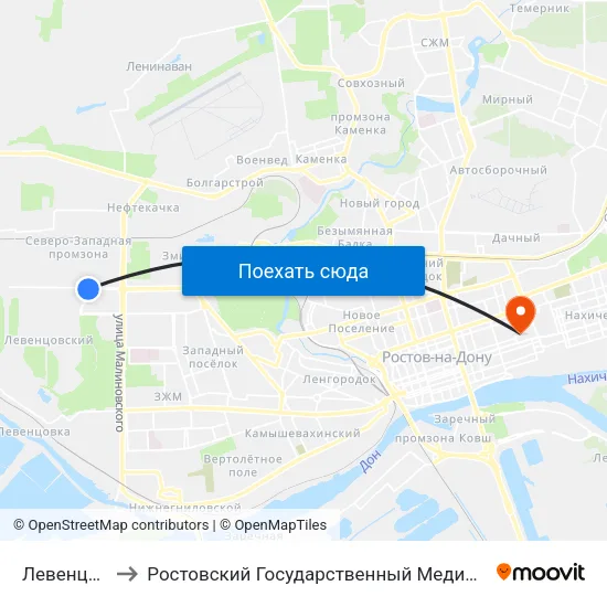 Левенцовский to Ростовский Государственный Медицинский Университет map