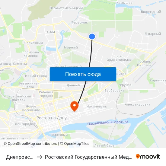 Днепровский Пер. to Ростовский Государственный Медицинский Университет map