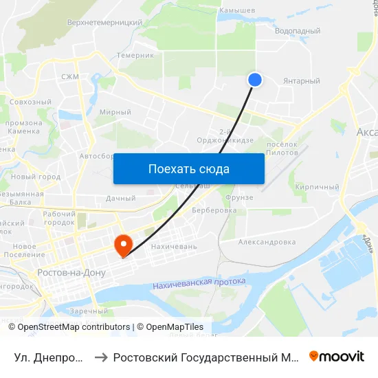 Ул. Днепропетровская to Ростовский Государственный Медицинский Университет map