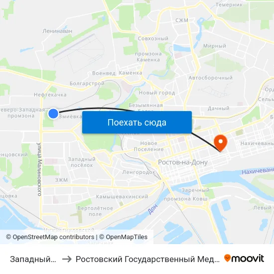 Западный Переезд to Ростовский Государственный Медицинский Университет map