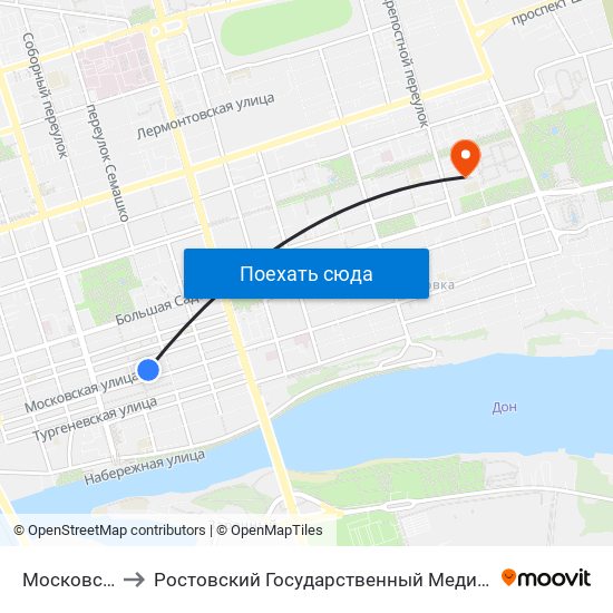 Московская Ул. to Ростовский Государственный Медицинский Университет map