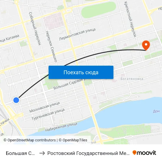 Большая Садовая Ул. to Ростовский Государственный Медицинский Университет map