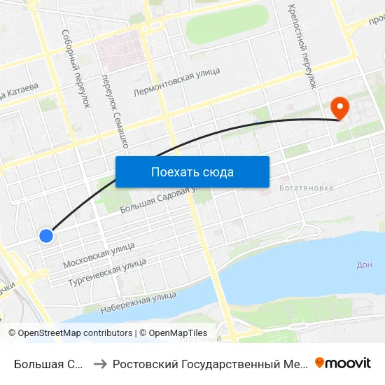 Большая Садовая Ул. to Ростовский Государственный Медицинский Университет map