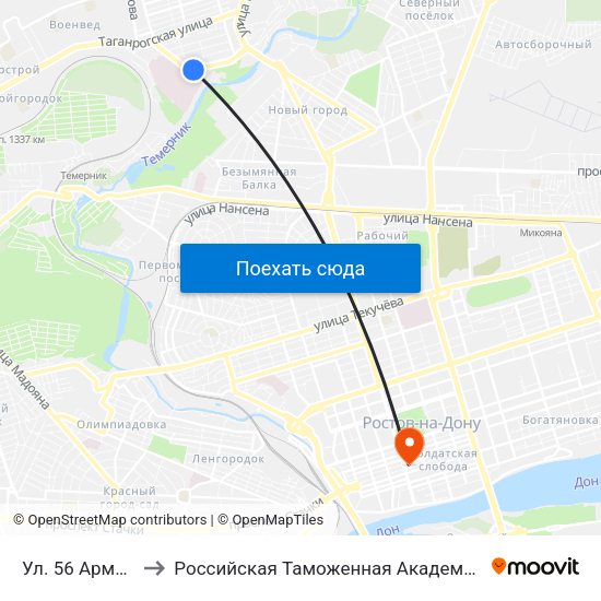 Ул. 56 Армии to Российская Таможенная Академия map