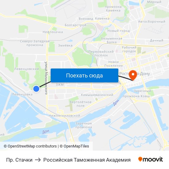 Пр. Стачки to Российская Таможенная Академия map