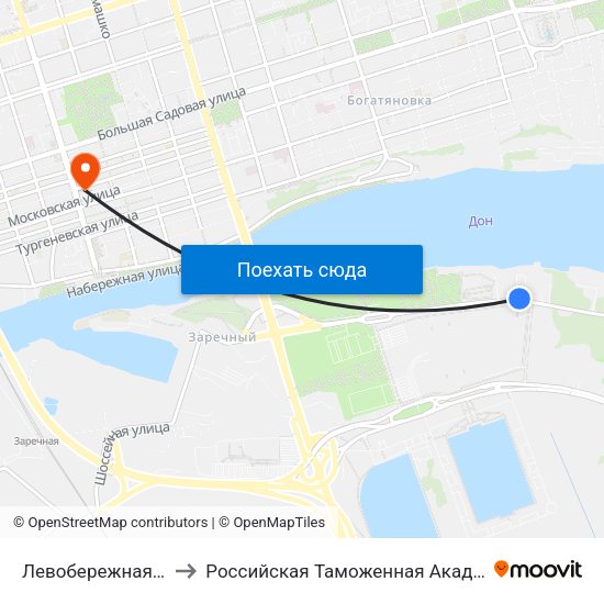 Левобережная Ул. to Российская Таможенная Академия map