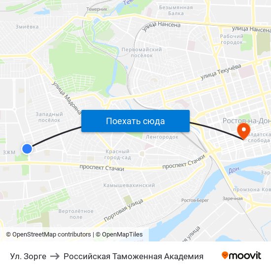 Ул. Зорге to Российская Таможенная Академия map