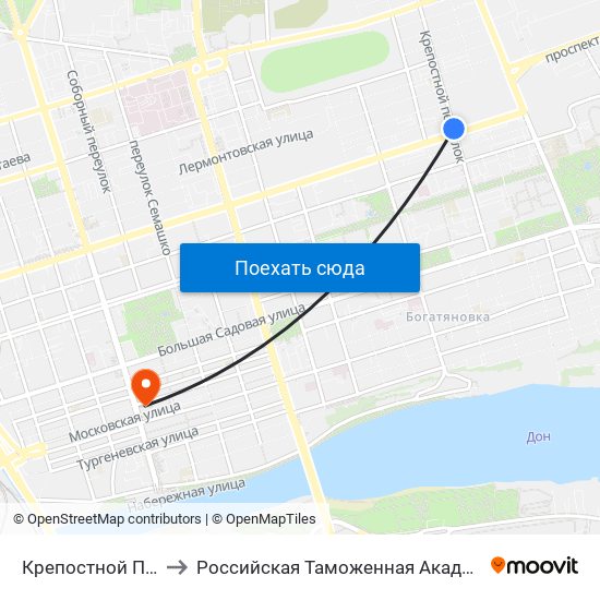 Крепостной Пер. to Российская Таможенная Академия map