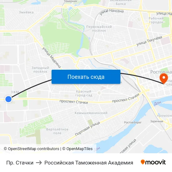 Пр. Стачки to Российская Таможенная Академия map